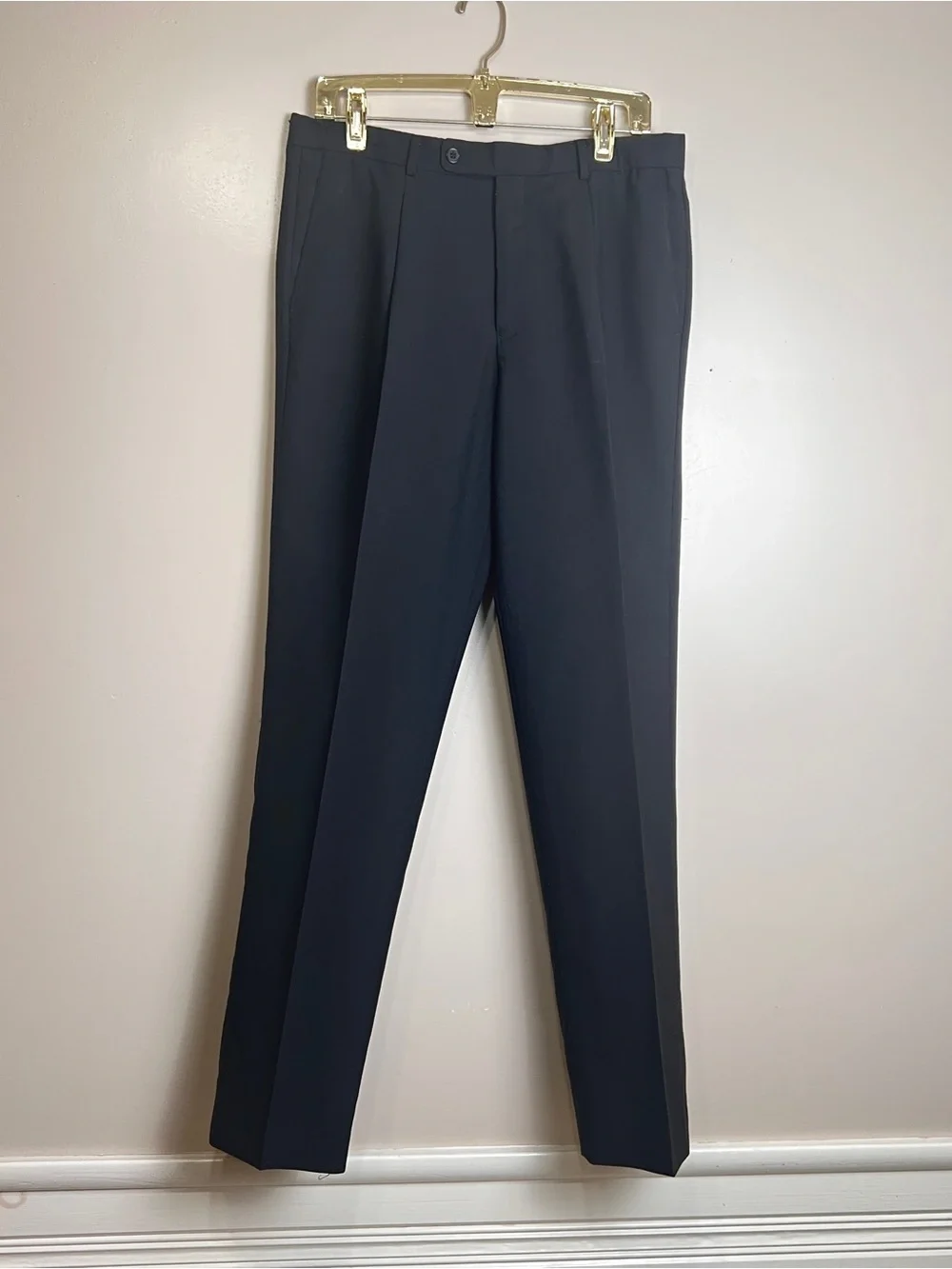 George Austin Dress Pants Mens 34x31 Black Slacks, 100% Wool, EUC